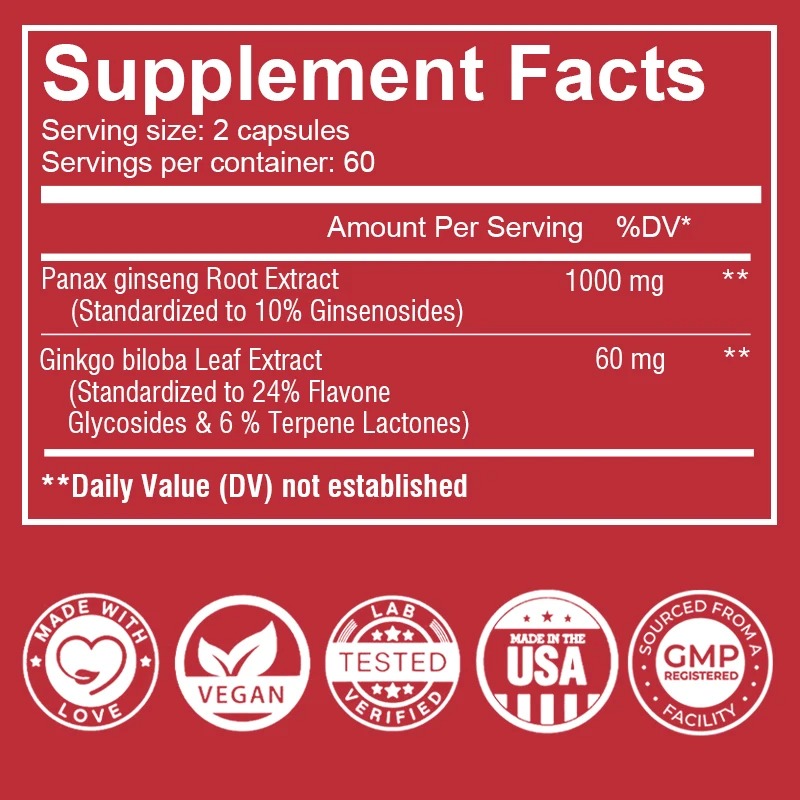 Ginseng Panax Vermelho Coreano - Ginkgo Biloba Extract avaliação e preço